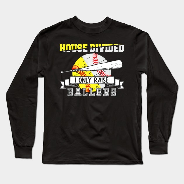 Baseball Softball Divided House Ball Mom Long Sleeve T-Shirt by Vigo